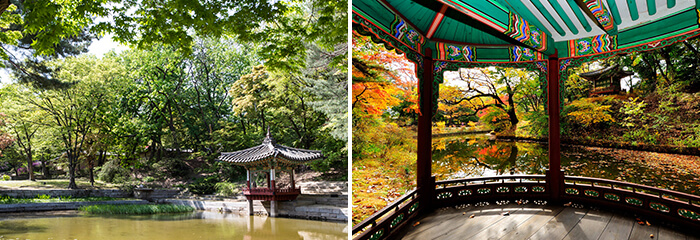 Photo_Aula Injeongjeon Istana Changdeokgung (atas), Pavilion Aeryeonjeon (kiri), dan Pavilion Gwallamjeon (kanan) 1